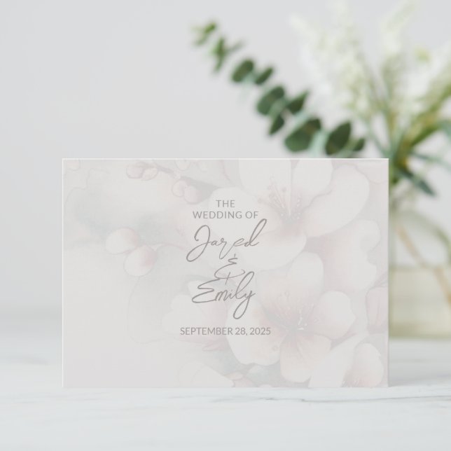 Cherry Blossom Wedding RSVP Karte (Stehend Vorderseite)