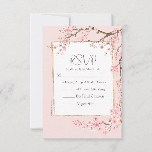Cherry Blossom Wedding RSVP Karte (Vorderseite)