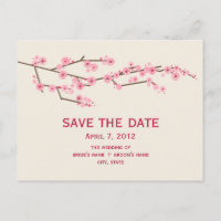 Cherry Blossom Wedding Save the Date Postcard