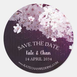 Cherry Blossom Wedding Save the Date Runder Aufkleber