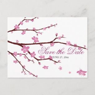 Cherry Blossom Wedding speichern das Datum Postkar Ankündigungspostkarte