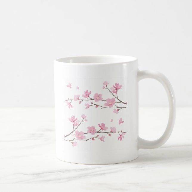 Cherry Blossom - Weißer Hintergrund Tasse (Rechts)