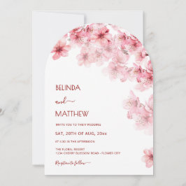  Cherry Blossom White Arched Wedding Einladung