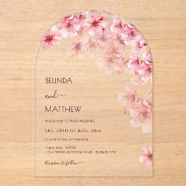  Cherry Blossom White  Wedding Acryleinladungen