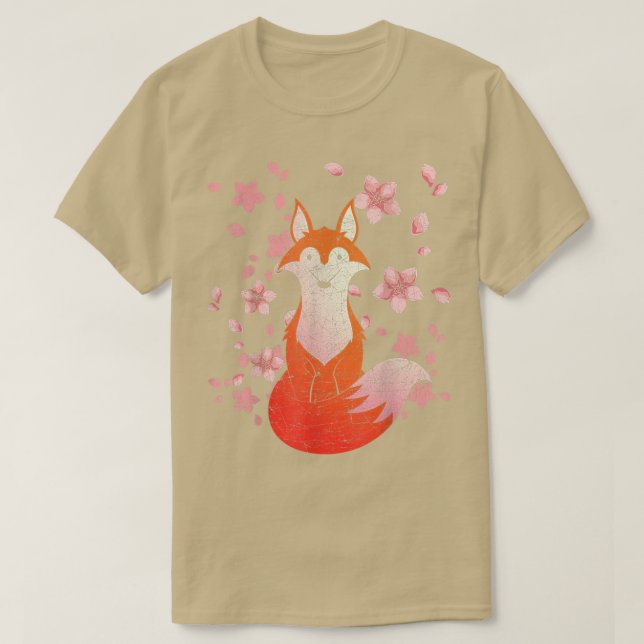 Cherry Blossom Wildlife Forest Animal Lover Sakura T-Shirt (Design vorne)