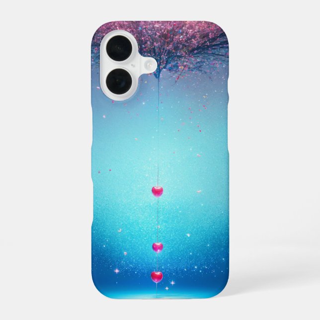 Cherry Blossom Wish Heart Drop Phone Case iPhone 16 Hülle (Rückseite)