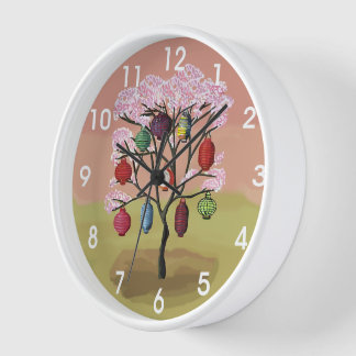 Cherry Blossom with orient paper lanterns Uhr