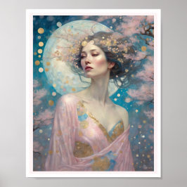 Cherry Blossom Woman Art Deco Poster