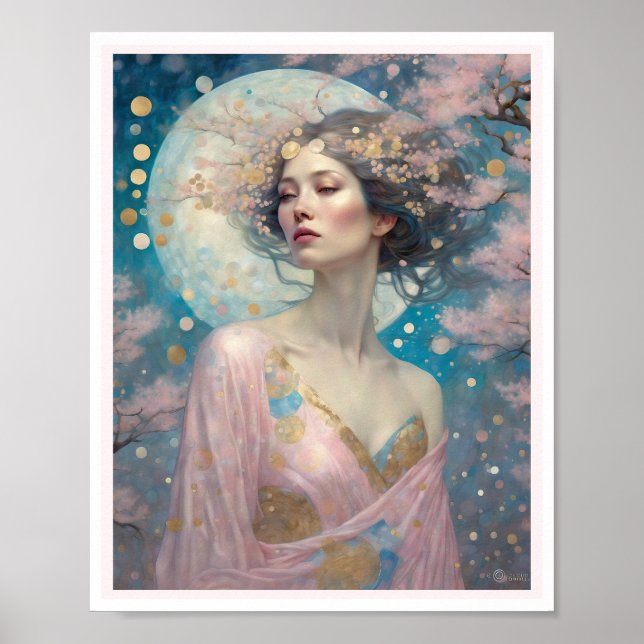 Cherry Blossom Woman Art Deco Poster (Vorne)