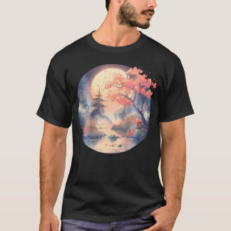 Cherry Blossom Woodblock Japeseal Art T-Shirt