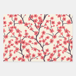 Cherry Blossom Wrapping Paper (Set 3) Geschenkpapier Set