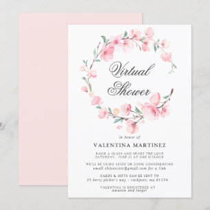 Cherry Blossom Wreath Virtual Bridal Baby Dusche Einladung
