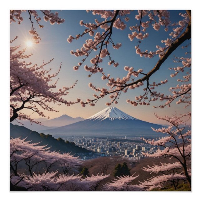 cherry blossoms and Mount Fuji Poster (Vorderseite)