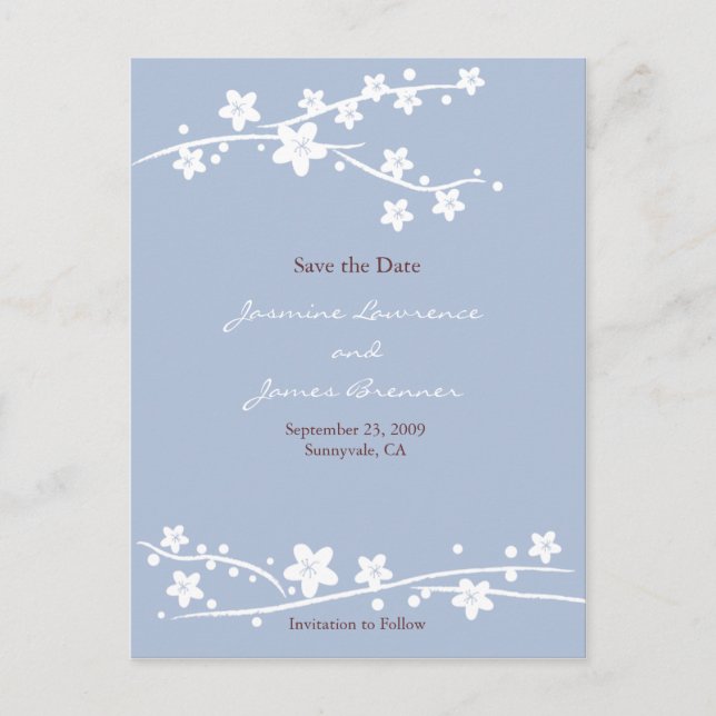 Cherry Blossoms Blue Ankündigungspostkarte (Vorderseite)