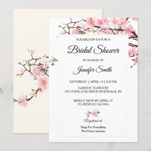 Cherry Blossoms Brautparty Rosa Beige Karte
