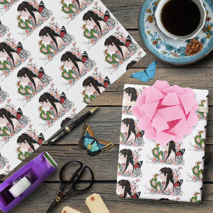 Cherry Blossoms Fairy Dragon Friendship Geschenkpapier