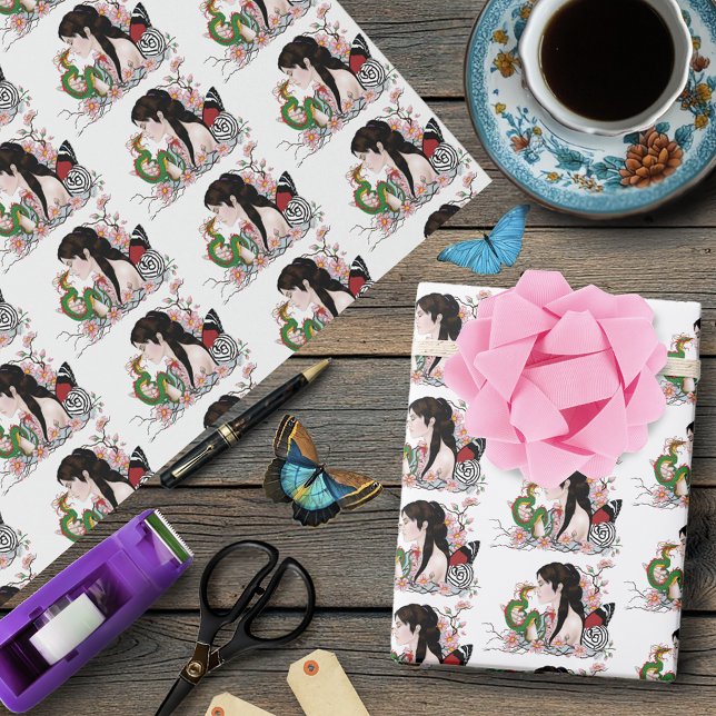 Cherry Blossoms Fairy Dragon Friendship Geschenkpapier (Von Creator hochgeladen)