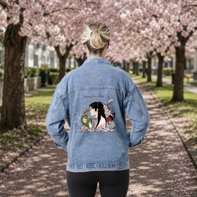 Cherry Blossoms Fairy Dragon Friendship Jeansjacke (Von Creator hochgeladen)