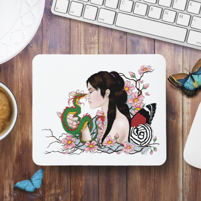 Cherry Blossoms Fairy Dragon Friendship Mousepad (Von Creator hochgeladen)