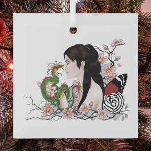 Cherry Blossoms Fairy Dragon Friendship Ornament Aus Glas