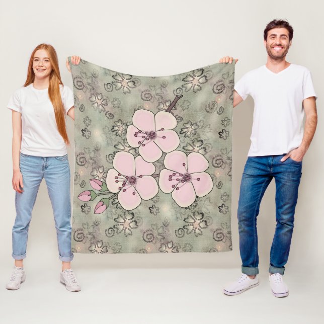 Cherry Blossoms Fleece Blanket (Beispiel)