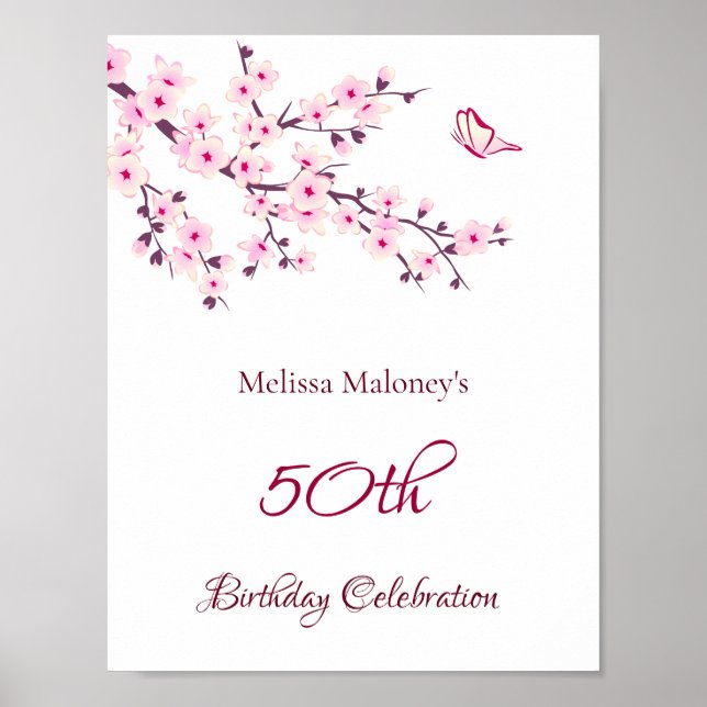 Cherry Blossoms Geburtstag Custom Geburtstag Poster (Vorne)