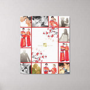 Cherry Blossoms & Golden Double Xi Chinesische Hoc Leinwanddruck