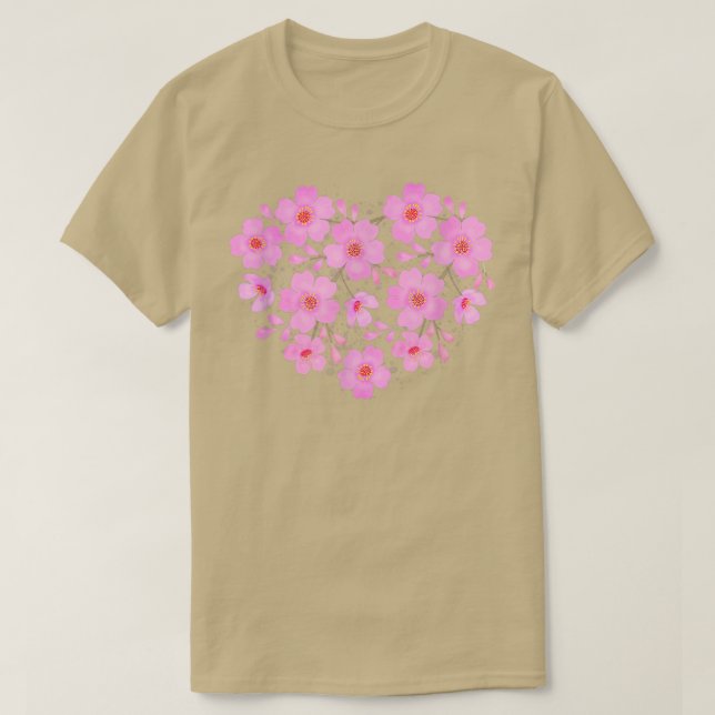 Cherry Blossoms Herz Sakura Blume T-Shirt (Design vorne)