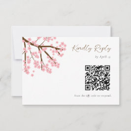 Cherry Blossoms Hochzeit RSVP QR Code Blumenschrif