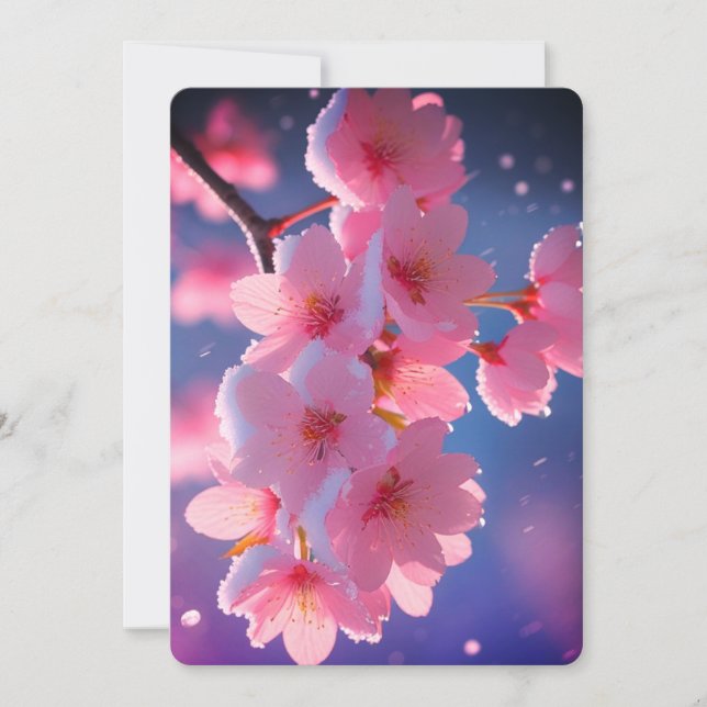 Cherry Blossoms in Snow Save the Date Card - Winte Einladung (Vorderseite)