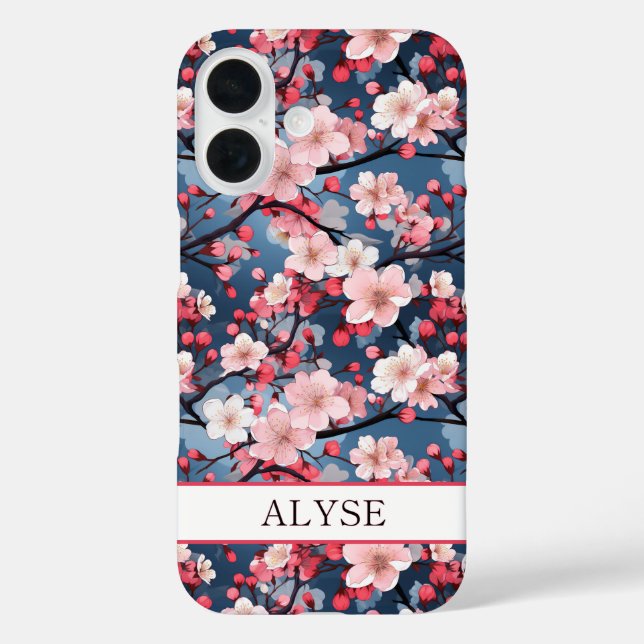 Cherry Blossoms Japanese Sakura Monogrammed Case-Mate iPhone Hülle (Rückseite)
