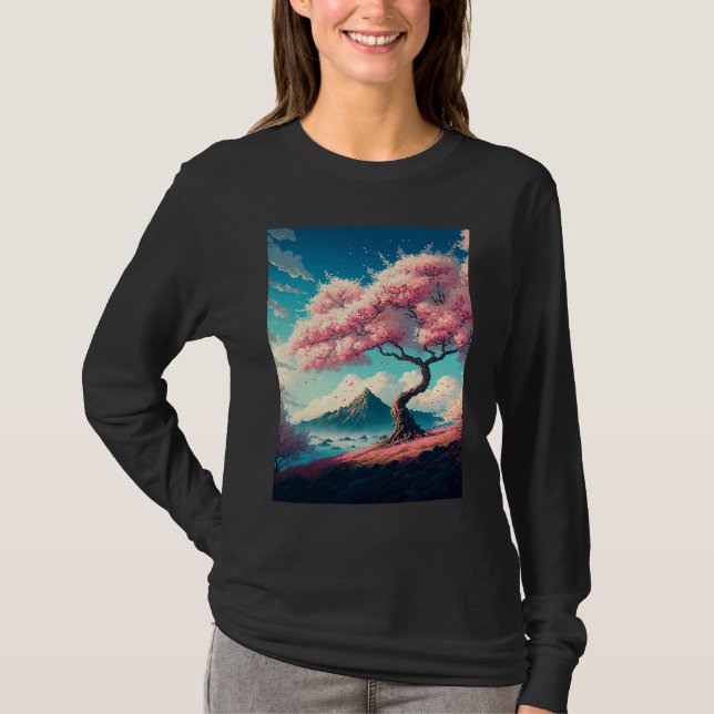 Cherry Blossoms Landscape T-Shirt (Vorderseite)