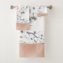 Cherry Blossoms Minze White Rose Gold Monogramm