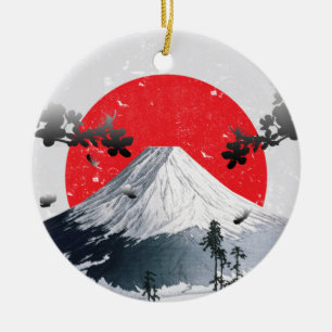 Cherry Blossoms Mount Fuji Japan Keramik Ornament