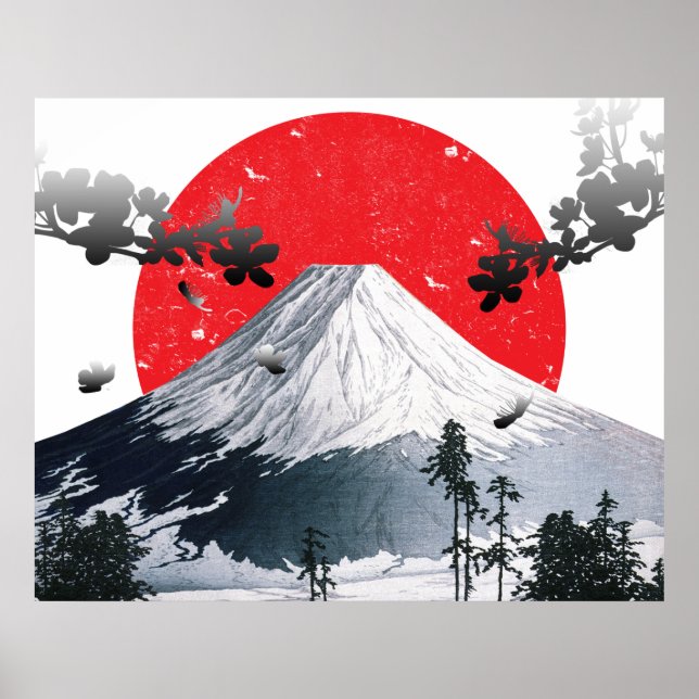 Cherry Blossoms Mount Fuji Japan Poster (Vorne)