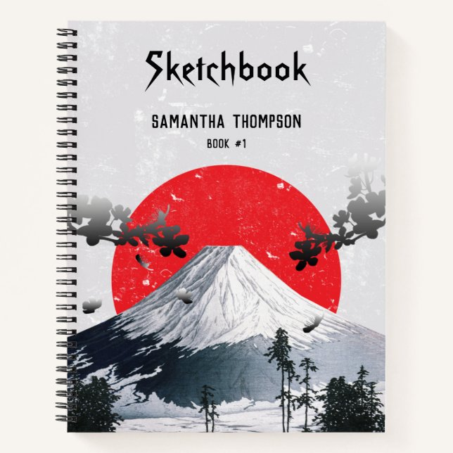 Cherry Blossoms Mount Fuji Japan Sketchbook Notizbuch (Vorderseite)