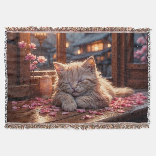 Cherry Blossoms Nickerchen Time Decke (Vorderseite)