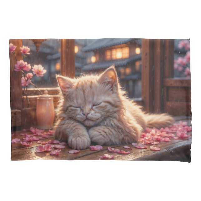 Cherry Blossoms Nickerchen Time Kissenbezug (Vorderseite-Links)