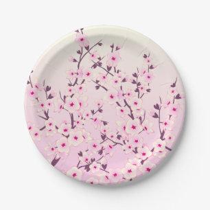 Cherry Blossoms Pink Floral Pappteller