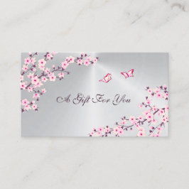 Cherry Blossoms Pink Silver Visitenkarte