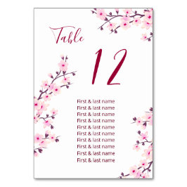 Cherry Blossoms Pink Wedding Guest Names Tischnummer