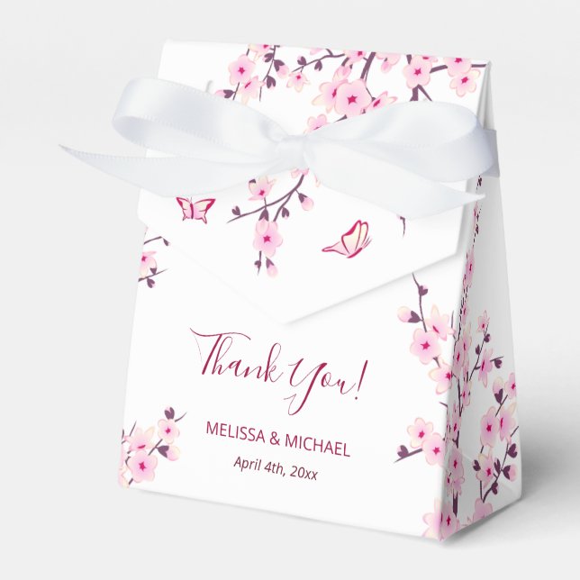 Cherry Blossoms Pink White Custom Wedding Geschenkschachtel (Vorderseite)