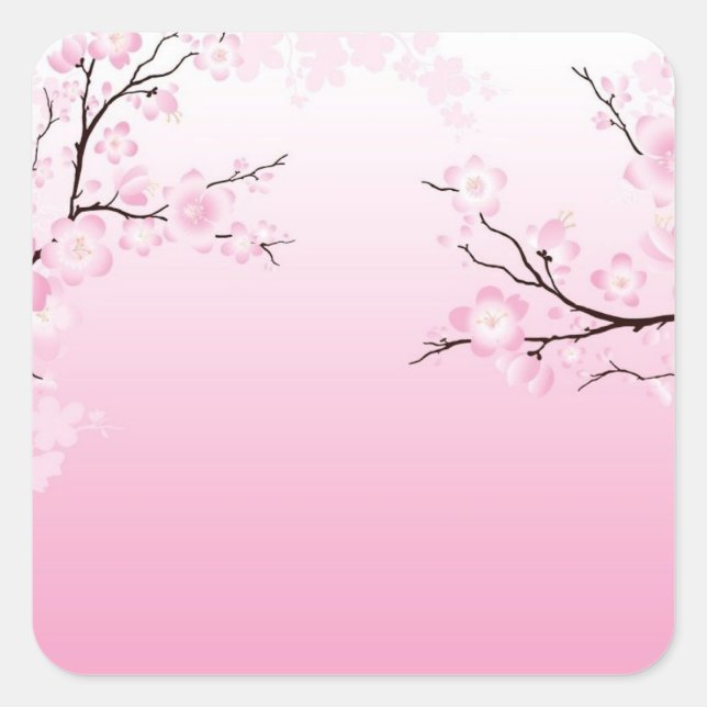 Cherry Blossoms Quadratischer Aufkleber (Vorderseite)