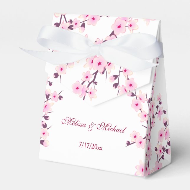 Cherry Blossoms Rosa Weiß | Custom Wedding Geschenkschachtel (Vorderseite)