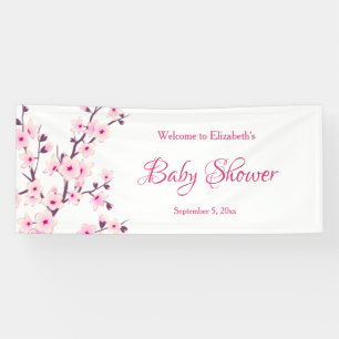 Cherry Blossoms Rosa Weiß Kinderdusche Banner