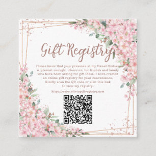 Cherry Blossoms Rose Gold 16 . Geburtstag QR Gesch Begleitkarte