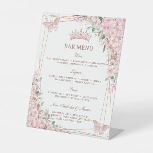 Cherry Blossoms Rose Gold Butterfets Bar Menu Sockelschild