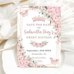 Cherry Blossoms Rose Gold Butterflies Süß 16 Save The Date<br><div class="desc">Personalisieren Sie diese hübschen Kirschblüten Quinceañera / Sweet 16 Geburtstag Save the Date einfach und schnell. Klicken Sie einfach auf die Schaltfläche "Weitere Einstellungen", um die Texte zu bearbeiten, Schriftart und Schriftart zu ändern. Mit wunderschönen Aquarellkirschblüten Blume, Rose goldenen Schmetterlingen und einer Rose goldene geometrische Rahmen. Matching-Elemente im Speicher verfügbar....</div>