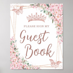 Cherry Blossoms Rose Gold Quinceñera Gästebuch