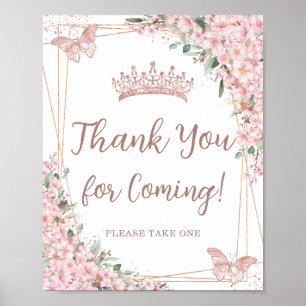 Cherry Blossoms Rose Gold Quinceñera Vielen Dank Poster